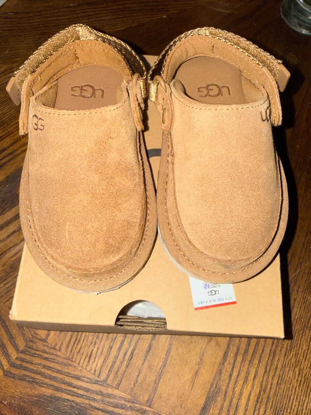 UGG Kids Chestnut Suede Hook-and-Loop Moccasin Shoes